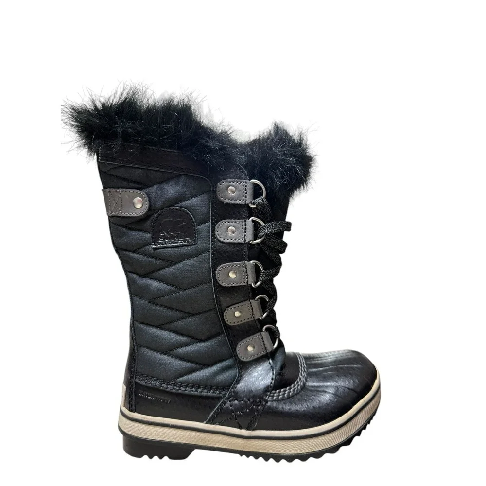 SOREL Children's Tofino II Waterproof Boots Black/Quarry, Size 1 Youth No Box